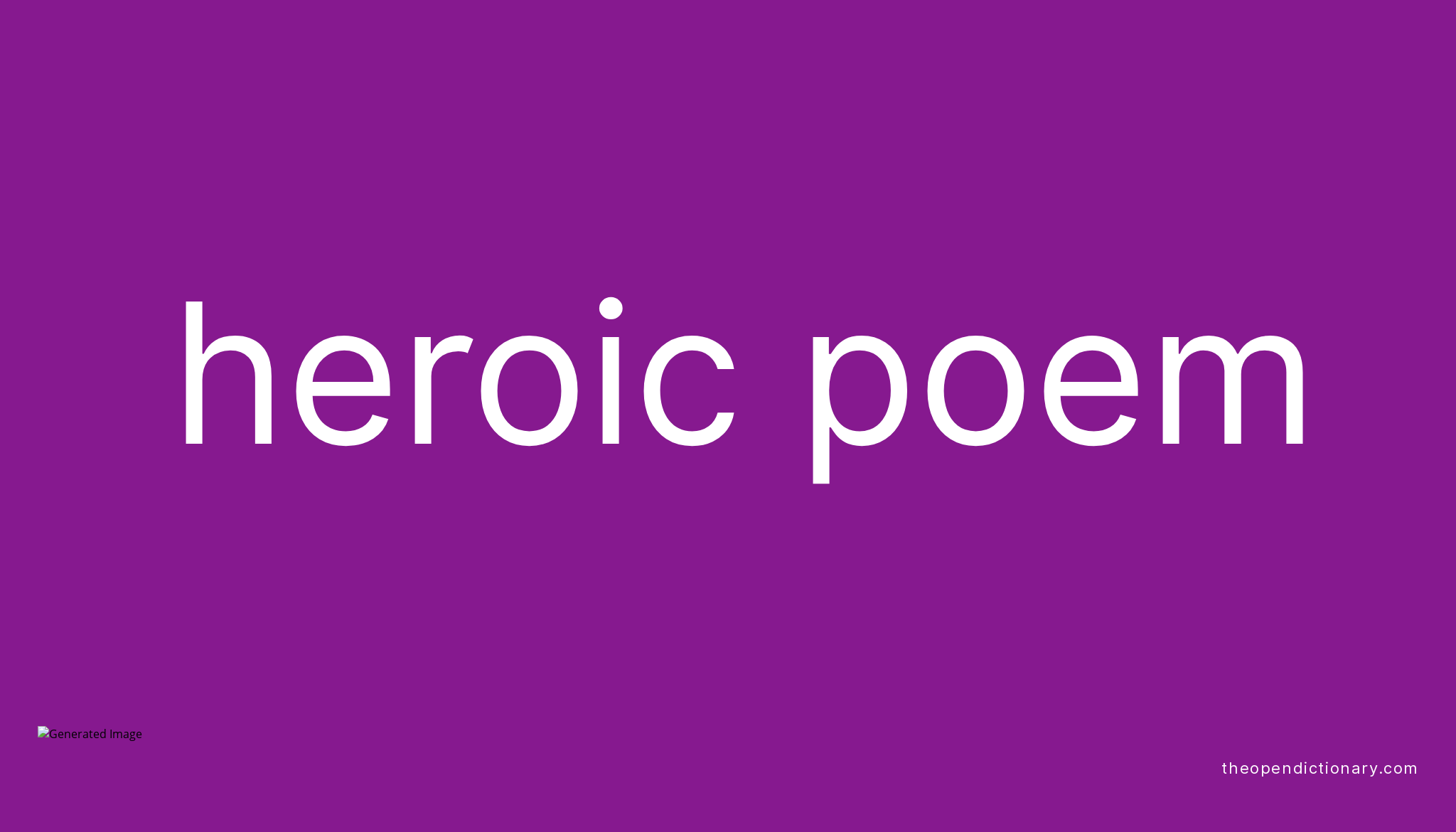 What Is Heroic Poem Example